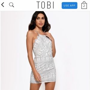 TOBI Grey Lace Mini Dress- S